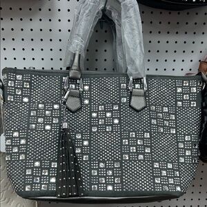 Elegant Gray Studded Handbag